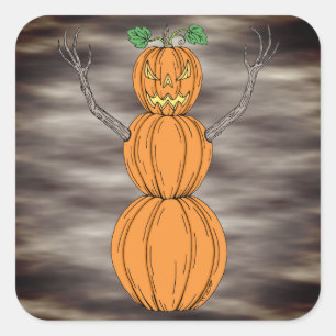Pompoenman Halloween Kunst Vierkante Sticker
