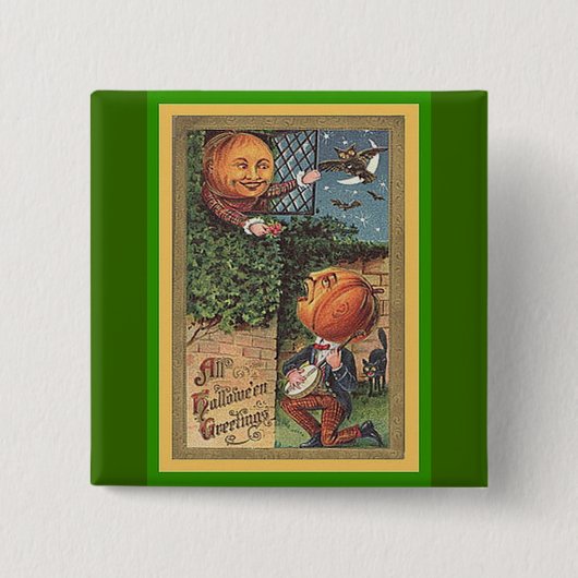 pompoenMan Vierkante Button 5,1 Cm (Voorkant)