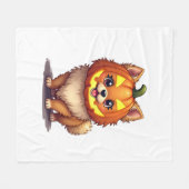 Pompoenmasker Pommerse hond Fleece Deken (Voorkant (Horizontaal))