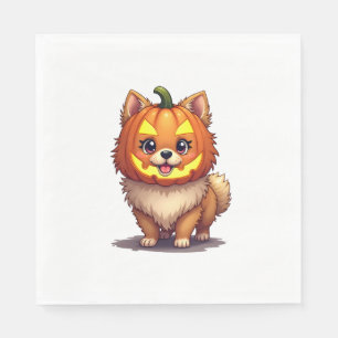 Pompoenmasker Pommerse hond Servet