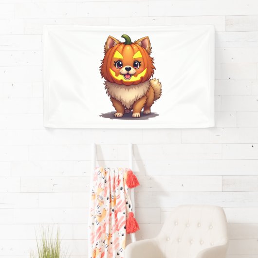 Pompoenmasker Pommerse hond Spandoek (Insitu)