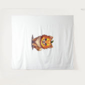 Pompoenmasker Pommerse hond Wandkleed (Voorkant (horizontaal))