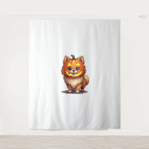Pompoenmasker Pommerse hond Wandkleed