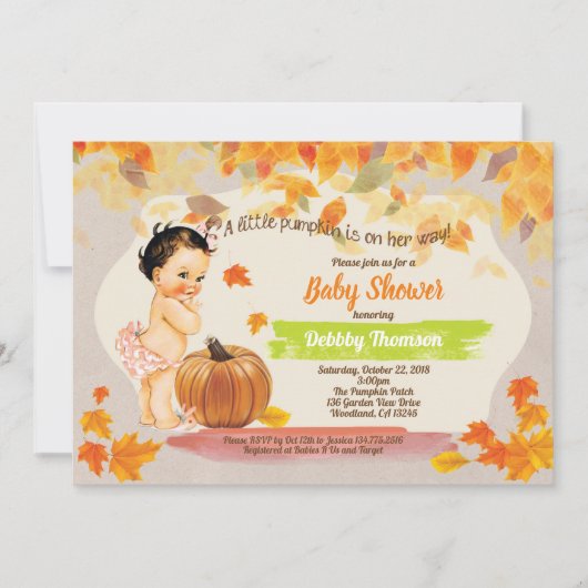 Pompoenmeisje douche  herfst kaart (Voorkant)