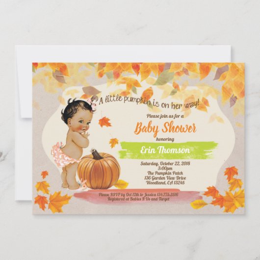 Pompoenmeisje douche herfst kaart (Voorkant)