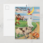 Pompoenongeluk met varken briefkaart (Voorkant / Achterkant)
