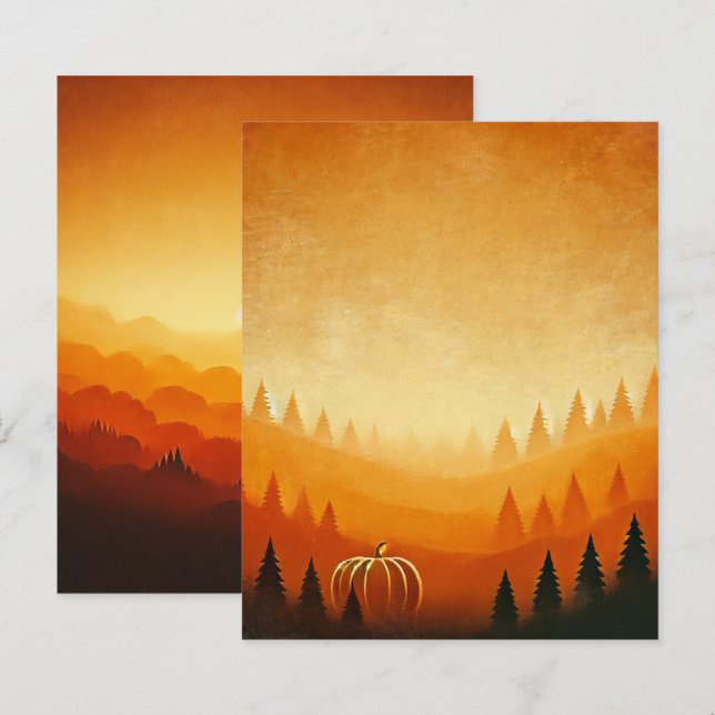 Pompoenoogst Autumnal Ombre Scrapbook Paper (Voorkant / Achterkant)