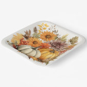 Pompoenoogst Bloemenmedaille: Bladgroen en bloemen Papieren Bordje (Gebogen)