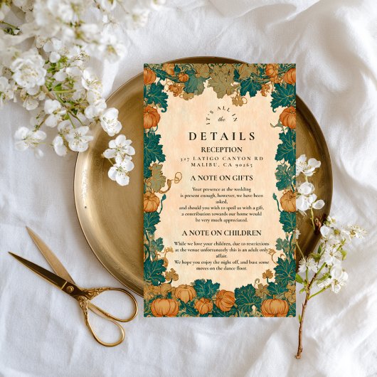  pompoenoogst bruiloft informatiekaartje