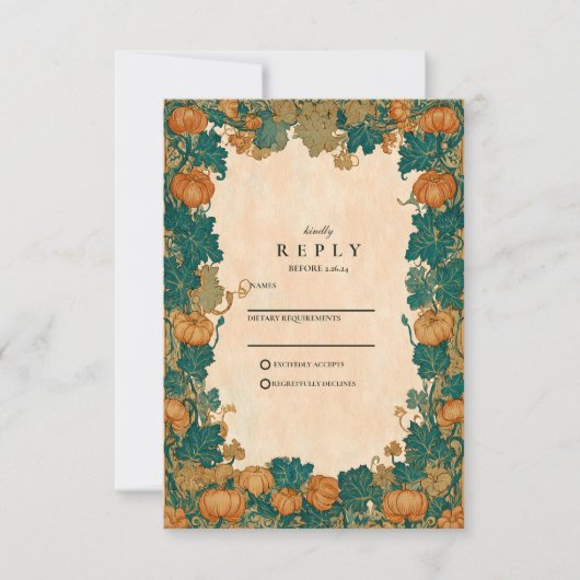  pompoenoogst bruiloft RSVP kaartje (Voorkant)