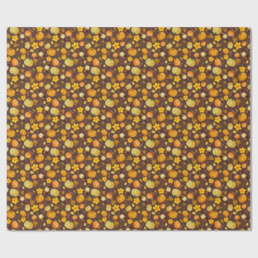 Pompoenoogst herfst Waterverf Pattern Cadeaupapier (Vlak)