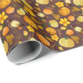 Pompoenoogst herfst Waterverf Pattern Cadeaupapier (Rol Hoek)