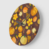 Pompoenoogst herfst Waterverf Pattern Grote Klok (Hoek)