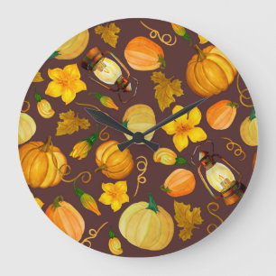 Pompoenoogst herfst Waterverf Pattern Grote Klok