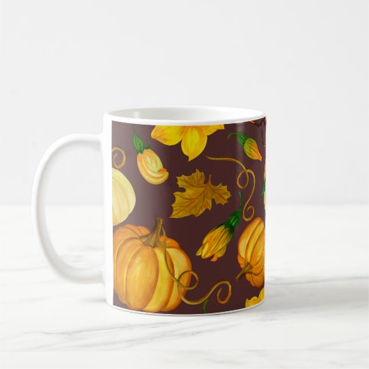 Pompoenoogst herfst Waterverf Pattern Koffiemok (Links)