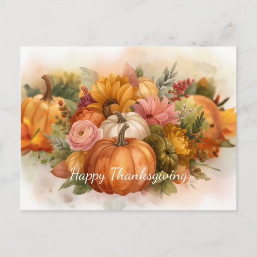 Pompoenoogst herfstkleuren feestdagenkaart (Voorkant)