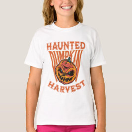 Pompoenoogst met spoken – Retro Halloween T-shirt