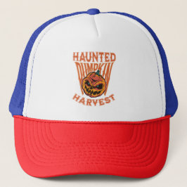 Pompoenoogst met spoken – Retro Halloween Trucker Pet