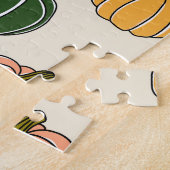 pompoenoogst, naadloos patroon. legpuzzel (Zijkant)