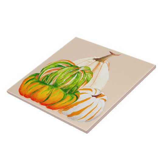 Pompoenoogst op een keramische Tegel (2) Tegeltje (Zijkant)