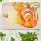 Pompoenoogst op een keukenhanddoek (Gevouwen)