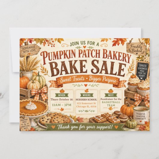 Pompoenoogst Rustieke Herfst Bakverkoop Kaart (Voorkant)