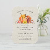 Pompoenoogst | Thanksgiving-dinerfeest Kaart (Staand voorkant)
