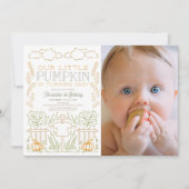 Pompoenoogst vogelverschrikker foto 1e verjaardag kaart (Voorkant)