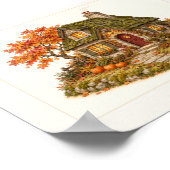 Pompoenpad Herfst Cottage Kunst Poster (Hoek)