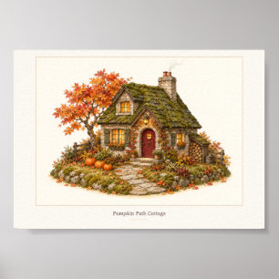 Pompoenpad Herfst Cottage Kunst Poster