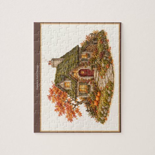 Pompoenpad Herfst Cottage Puzzel (Verticaal)