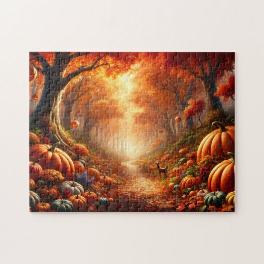 Pompoenpad Herfstbos Legpuzzel (Horizontaal)