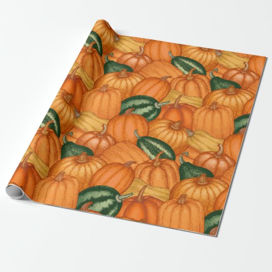 Pompoenpakpapier Cadeaupapier (Uitgerold)
