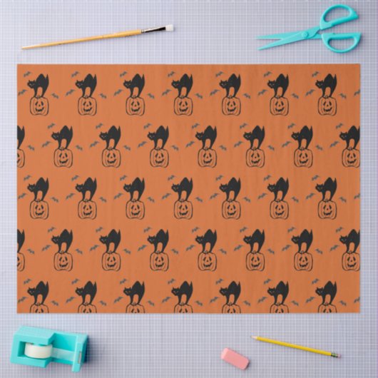 Pompoenpapier en zwart kattepapier tissuepapier (Craft)