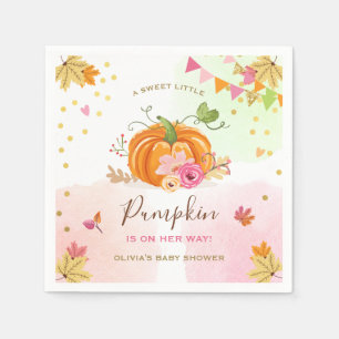 Pompoenpapier Herfst Baby shower Girl Pink Servet