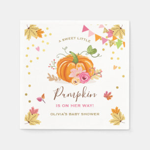 Pompoenpapier Servet Herfst Baby shower Girl Pink