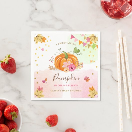Pompoenpapier Servet Herfst Baby shower Girl Pink (Insitu)