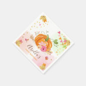 Pompoenpapier Servet Herfst Verjaardag Meisje Roze (Hoek)