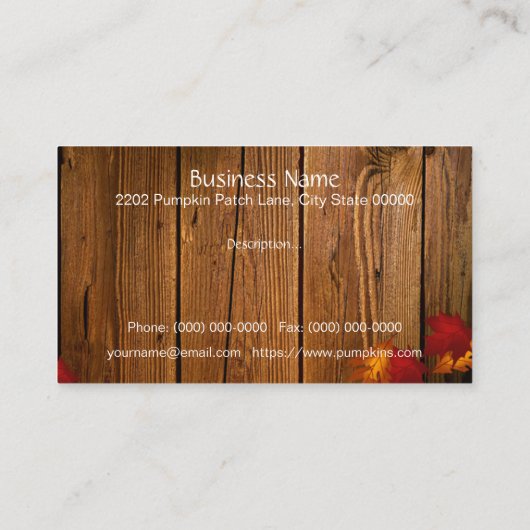 Pompoenpatch rustiek visitekaartje (Achterkant)