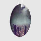 Pompoenpatchheks die naar het verleden vliegen ornament (voorkant)