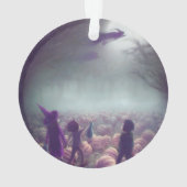 Pompoenpatchheks die naar het verleden vliegen ornament (achterkant)