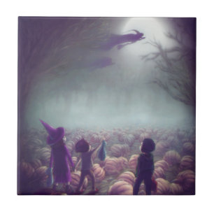 Pompoenpatchheks die naar het verleden vliegen tegeltje