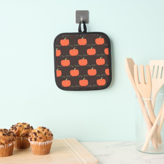 Pompoenpatchpothouder (bruin en Sinaasappel) Pannenlap (Insitu(Ophanging))
