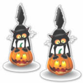 Pompoenperfectie: Halloween Black Cat Sticker (Voorkant)