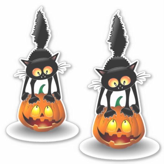 Pompoenperfectie: Halloween Black Cat Sticker (Voorkant)