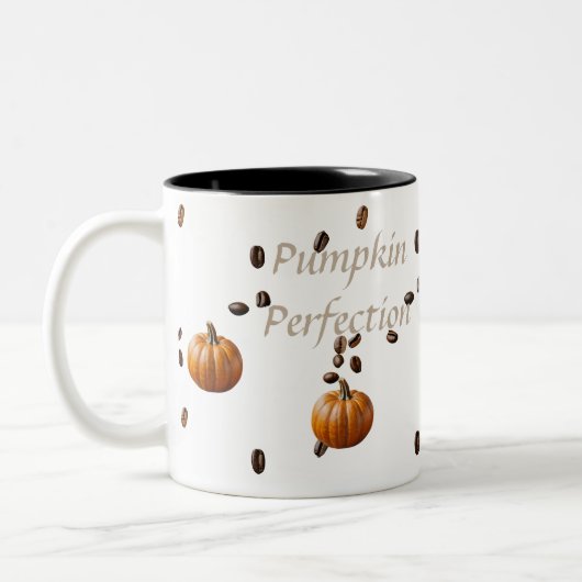 pompoenperfectie tweekleurige koffiemok (Links)