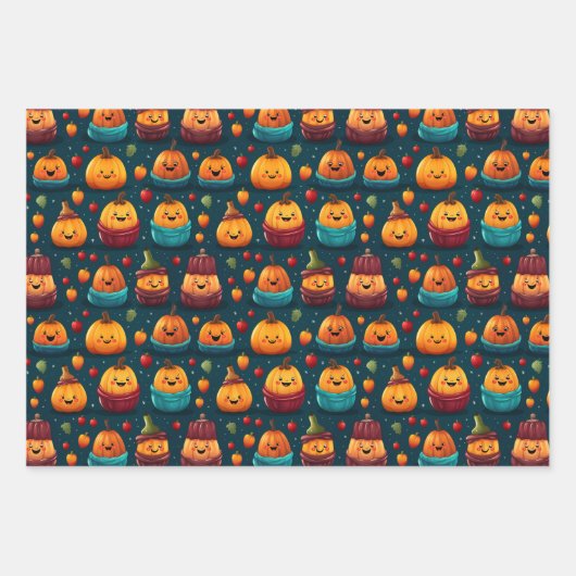 Pompoenpersoonlijkheden Inpakpapier Vel (Voorkant 3)