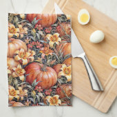 Pompoenpleister en Daylilies Theedoek (Quarter Fold)