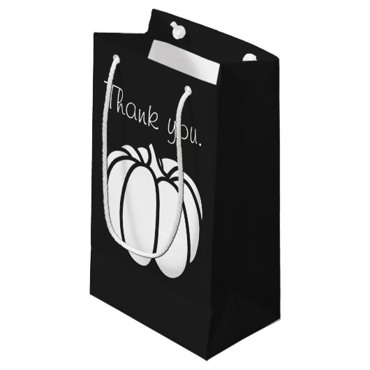 Pompoenpleister in zwarte cadeautas (Voorkant Gekanteld)
