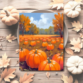 Pompoenplek Herfst Aquarel Feestdagenkaart